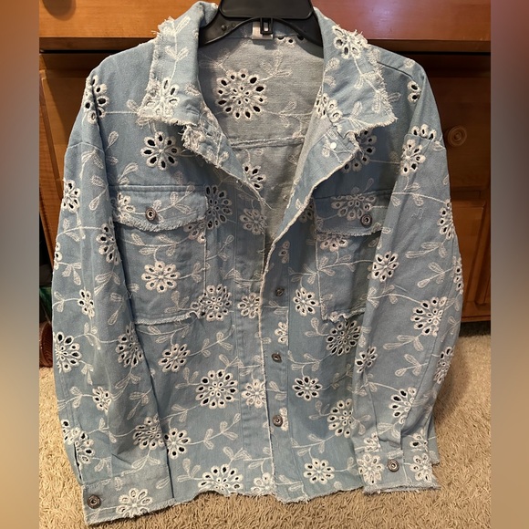 Embroidered Blue Denim Jacket - Picture 2 of 4